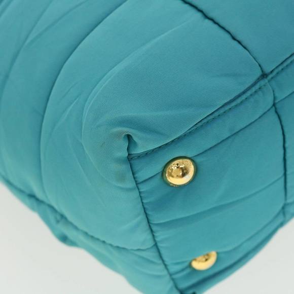 PRADA Quilted Hand Bag Nylon 2way Turquoise Blue Auth 40351 - Picture 15 of 16